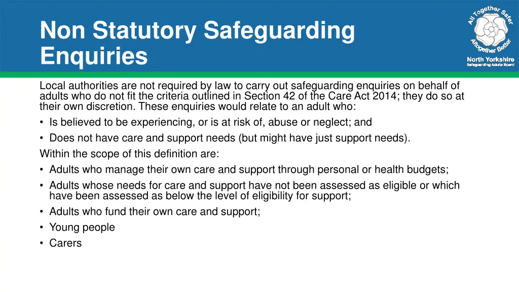 non statutory safeguarding enquiries