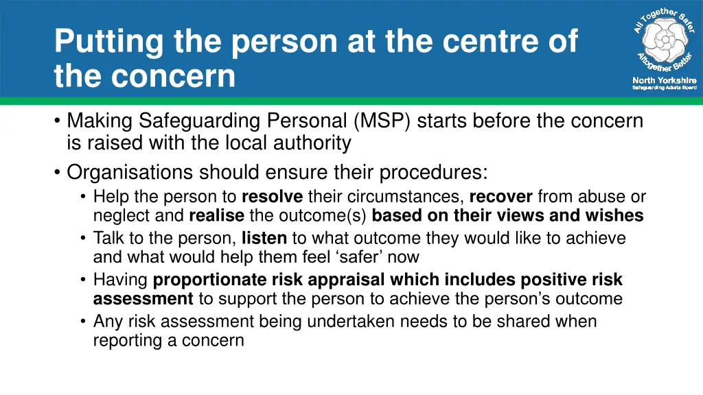 putting the person at the centre of the concern