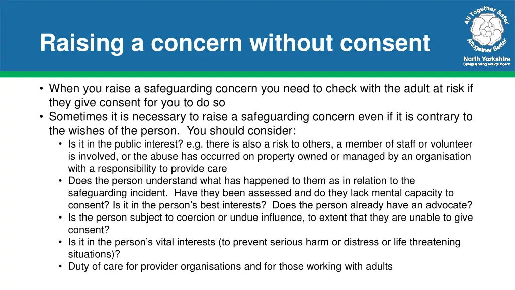 raising a concern without consent