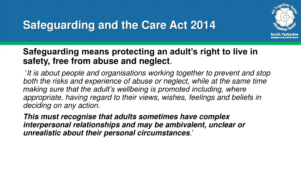 safeguarding and the care act 2014