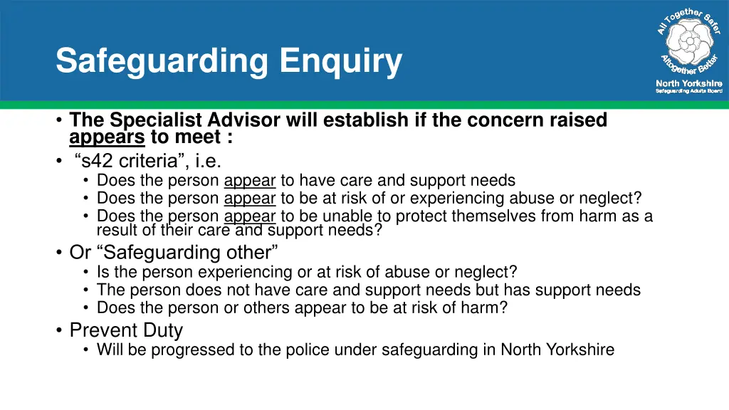 safeguarding enquiry