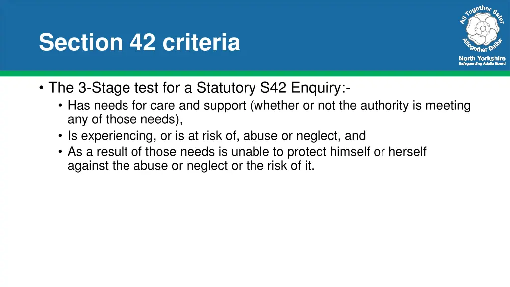 section 42 criteria