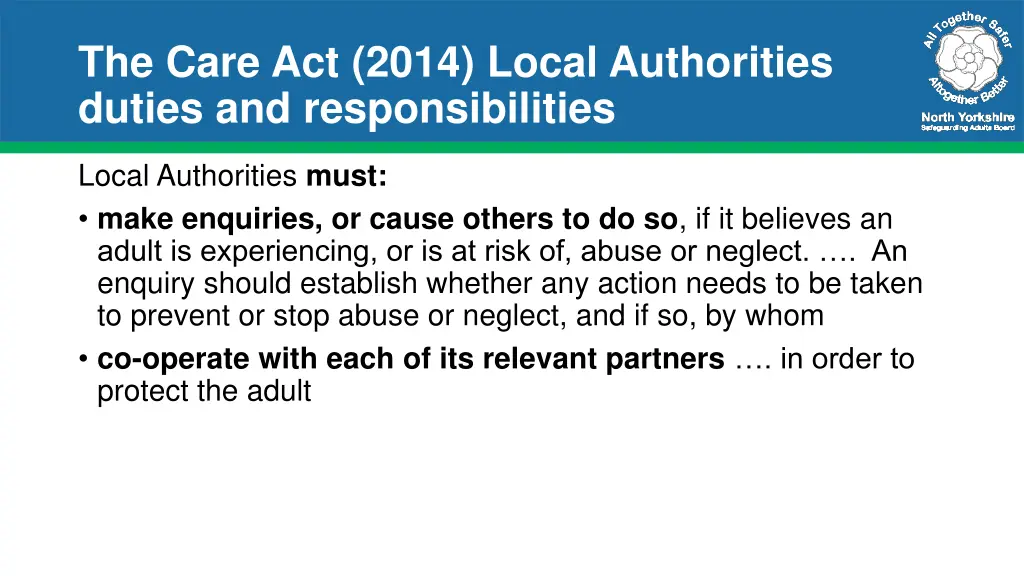 the care act 2014 local authorities duties