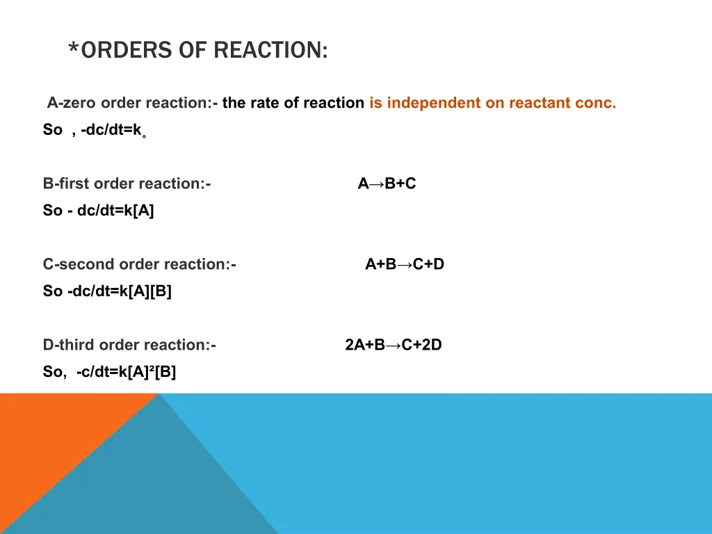 orders of reaction