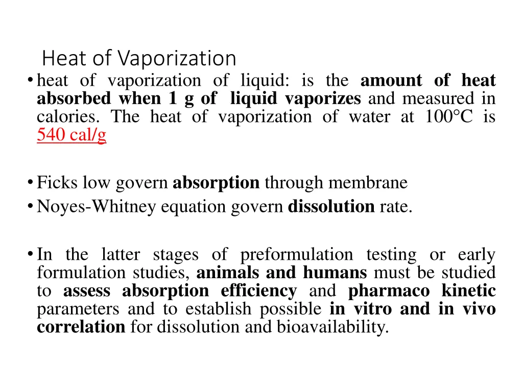 heat of vaporization heat of vaporization