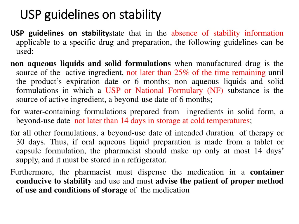 usp guidelines on stability usp guidelines