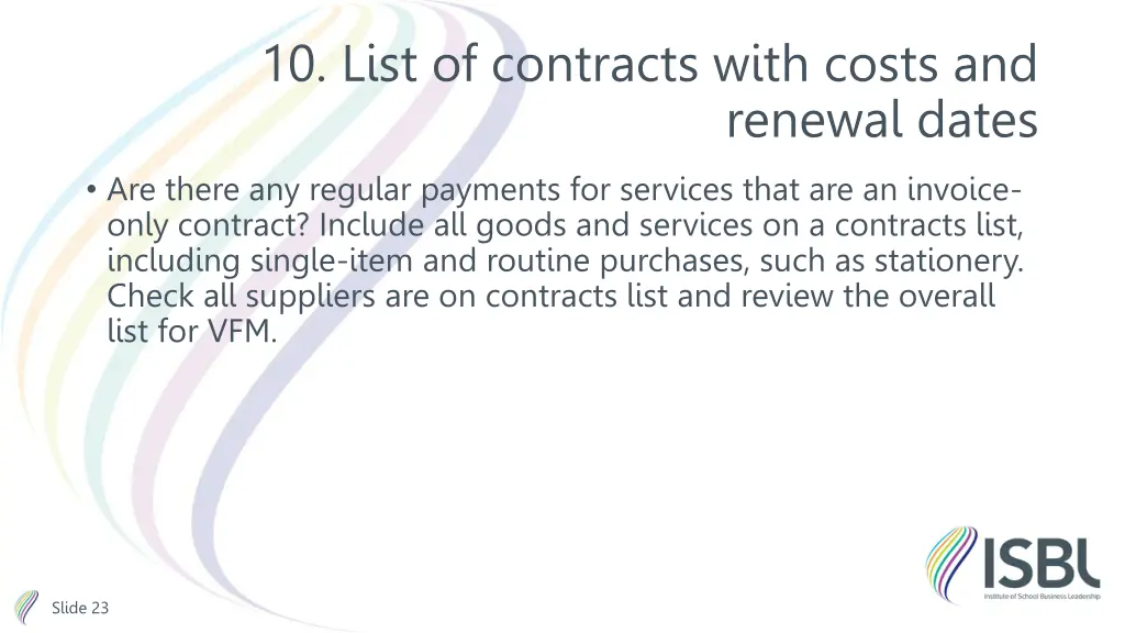 10 list of contracts with costs and 1