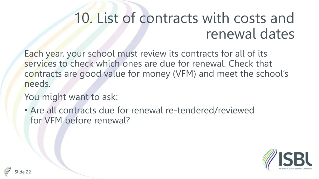 10 list of contracts with costs and