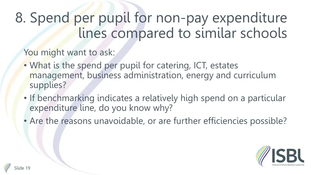 8 spend per pupil for non pay expenditure lines