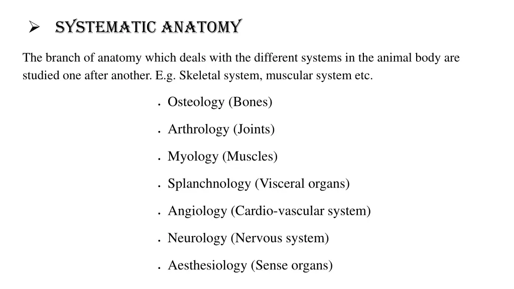 systematic anatomy