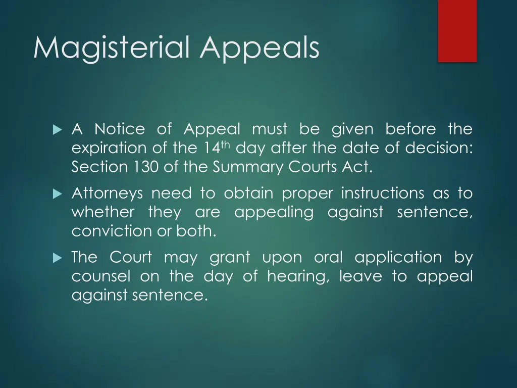 magisterial appeals 1