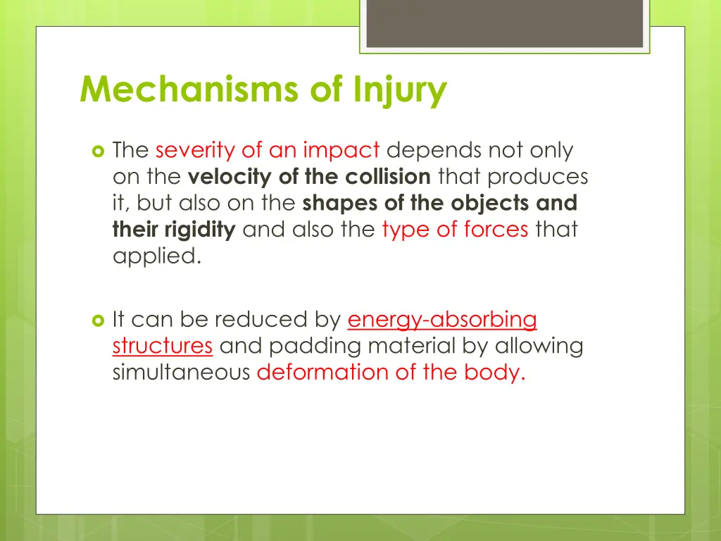 mechanisms of injury