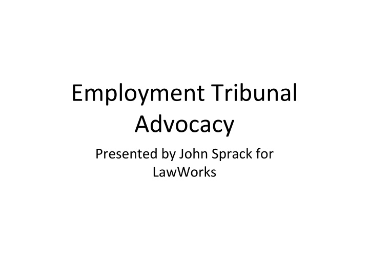 employment tribunal advocacy