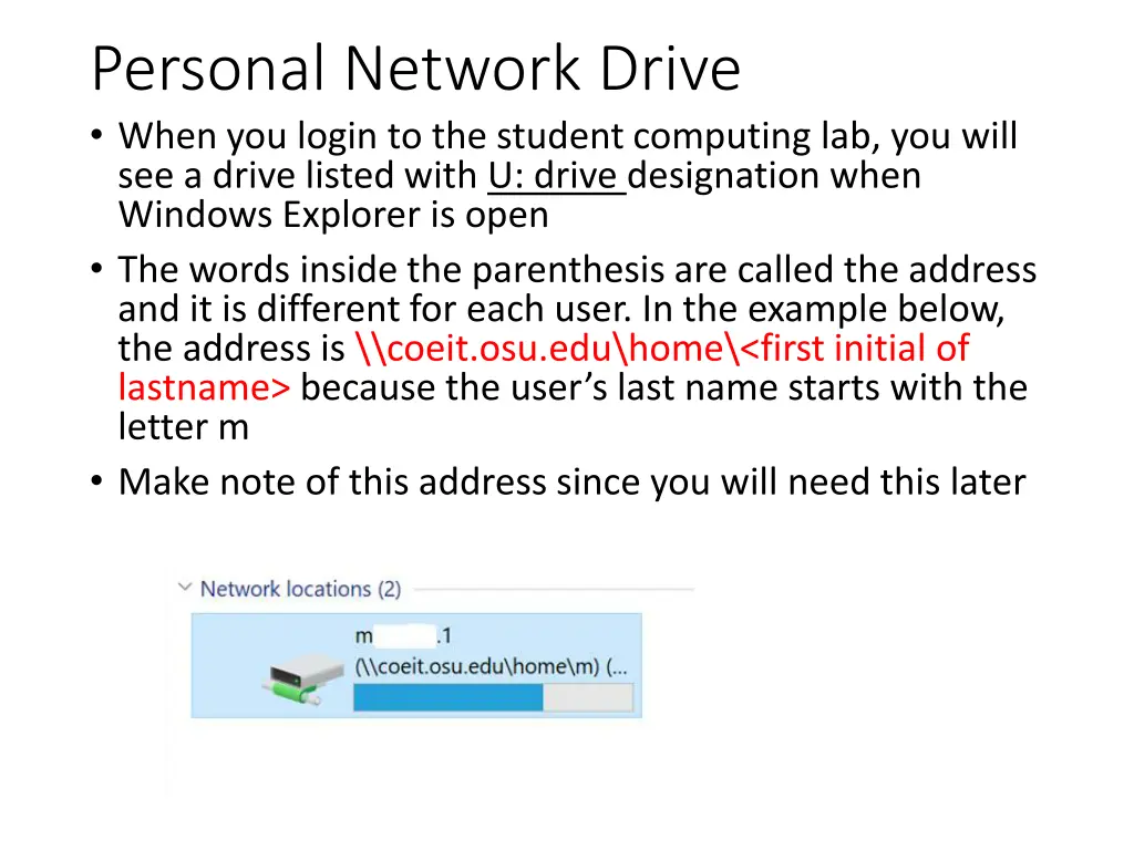 personal network drive when you login