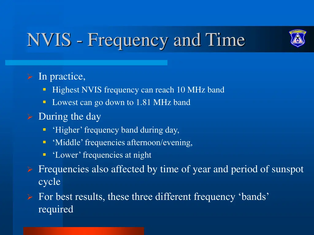 nvis frequency and time