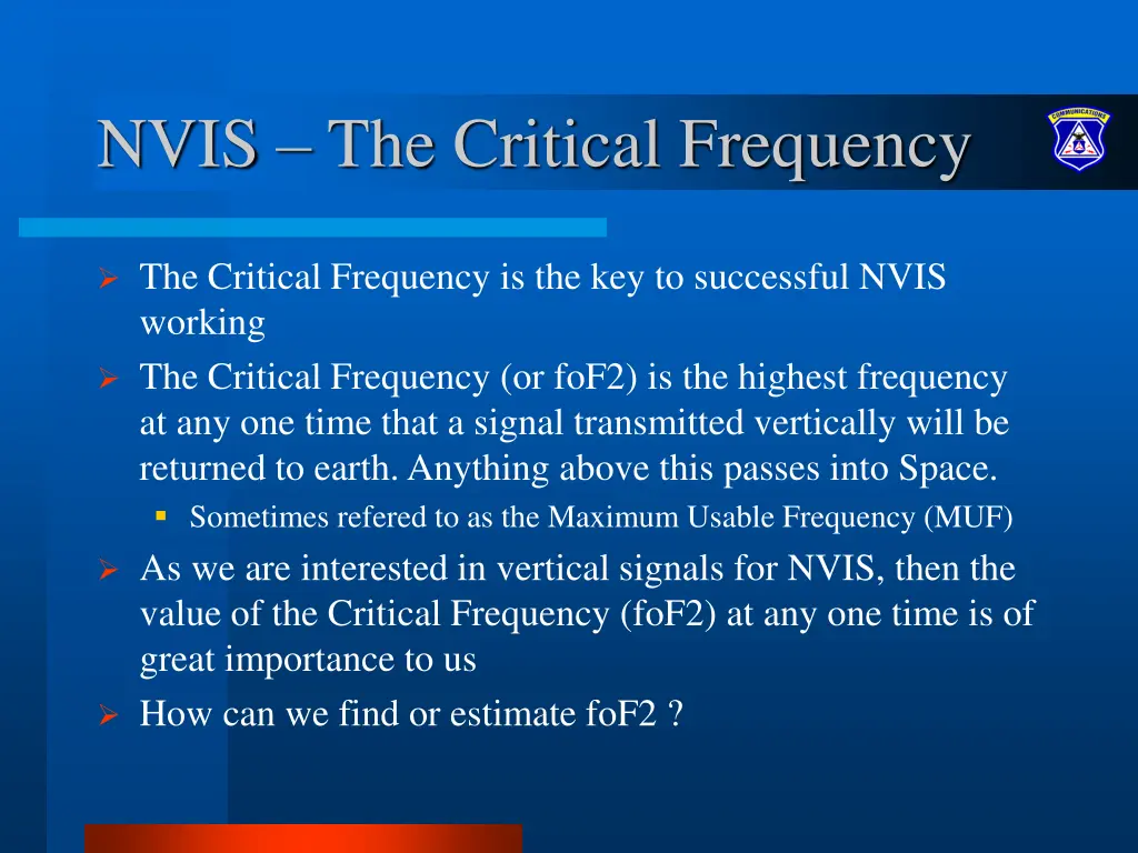 nvis the critical frequency