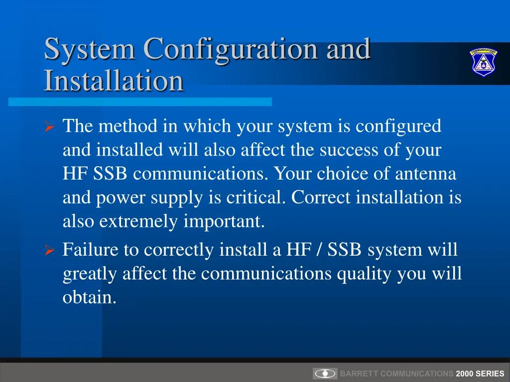 system configuration and installation