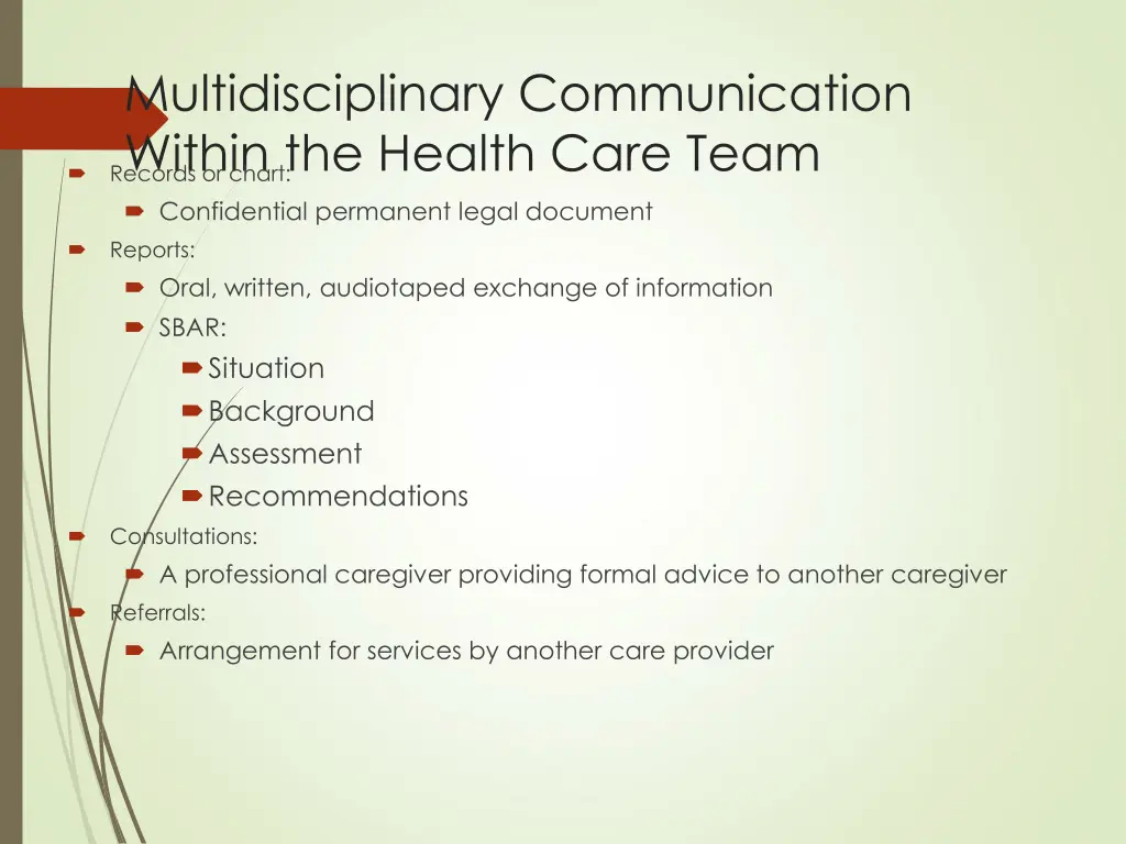 multidisciplinary communication within the health