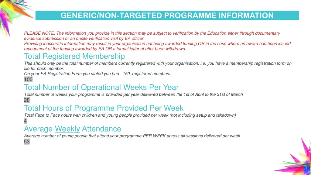 generic non targeted programme information