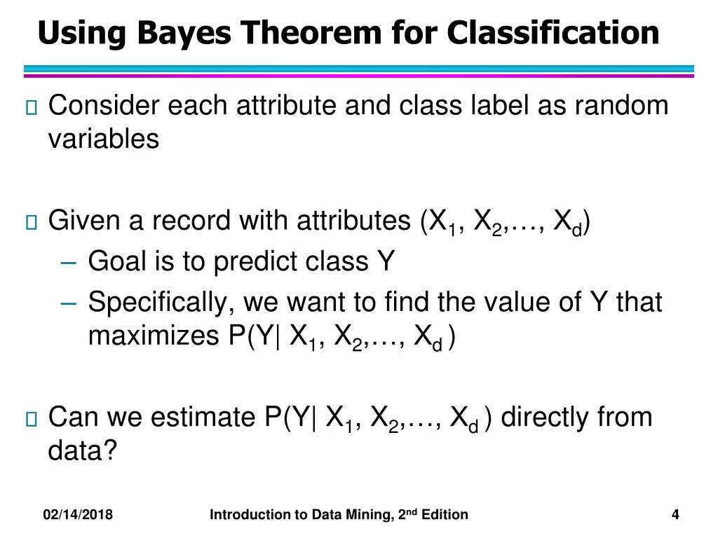 using bayes theorem for classification