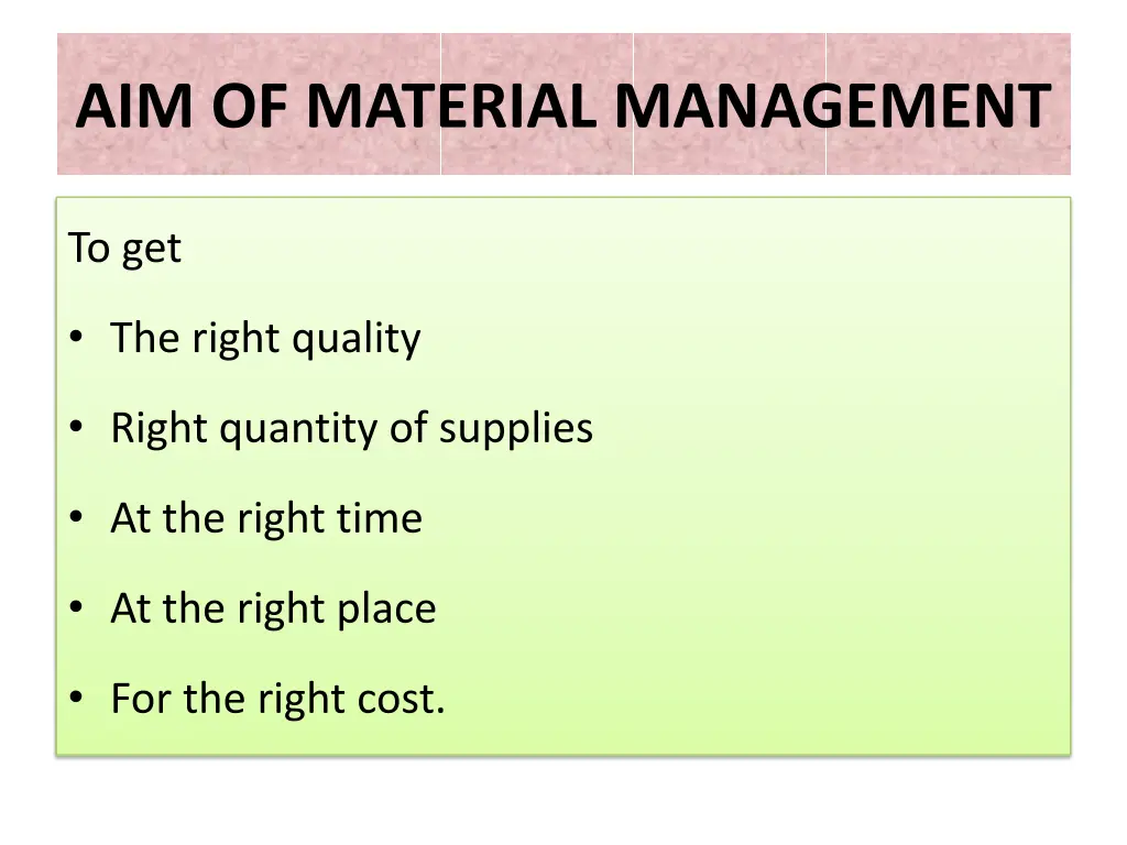 aim of material management