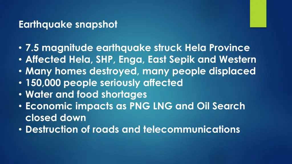 earthquake snapshot