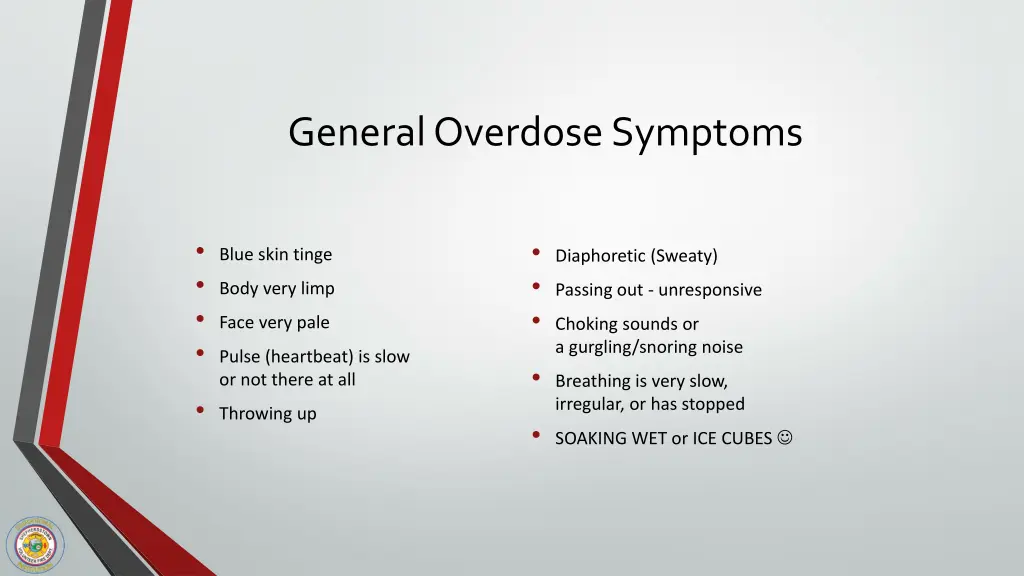 general overdose symptoms