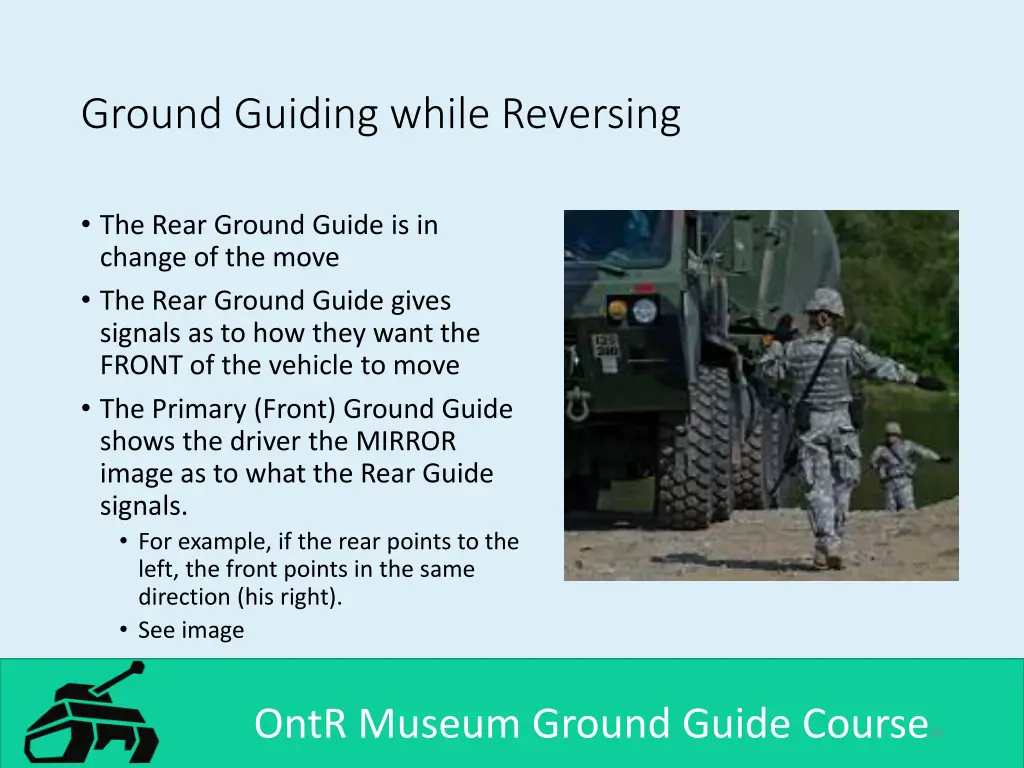 ground guiding while reversing