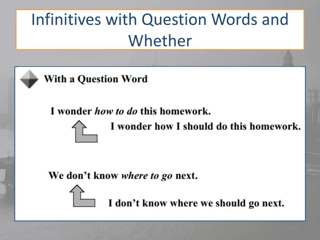 infinitives with question words and whether