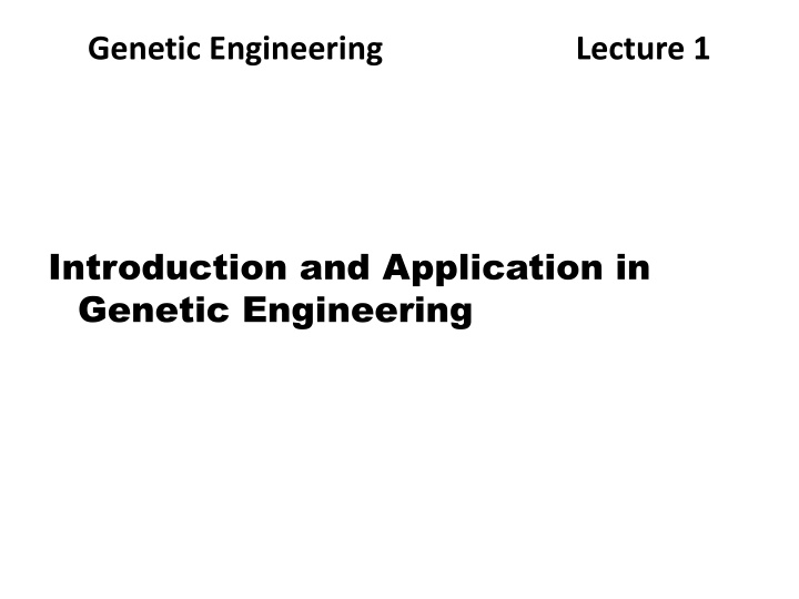 genetic engineering lecture 1