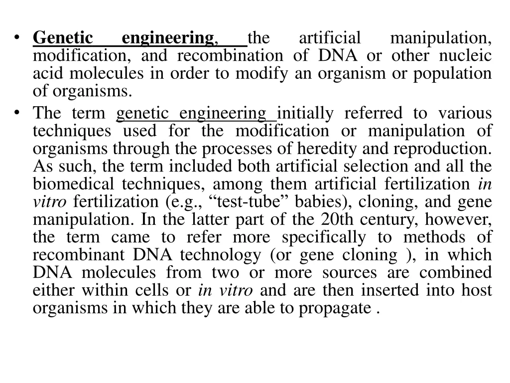 genetic modification and recombination