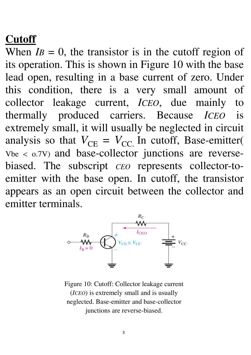 cutoff when i b 0 the transistor is in the cutoff