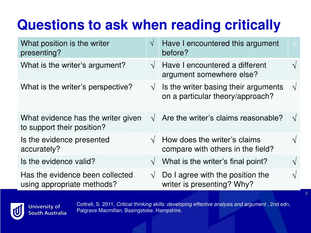 questions to ask when reading critically