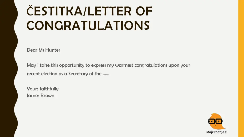 estitka letter of congratulations