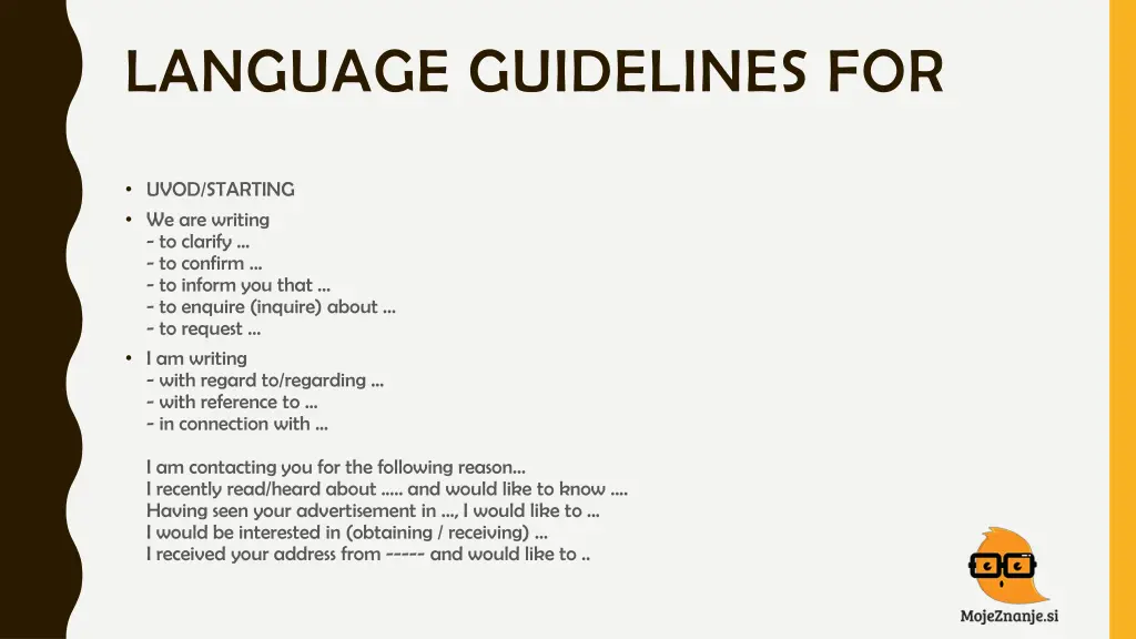 language guidelines for