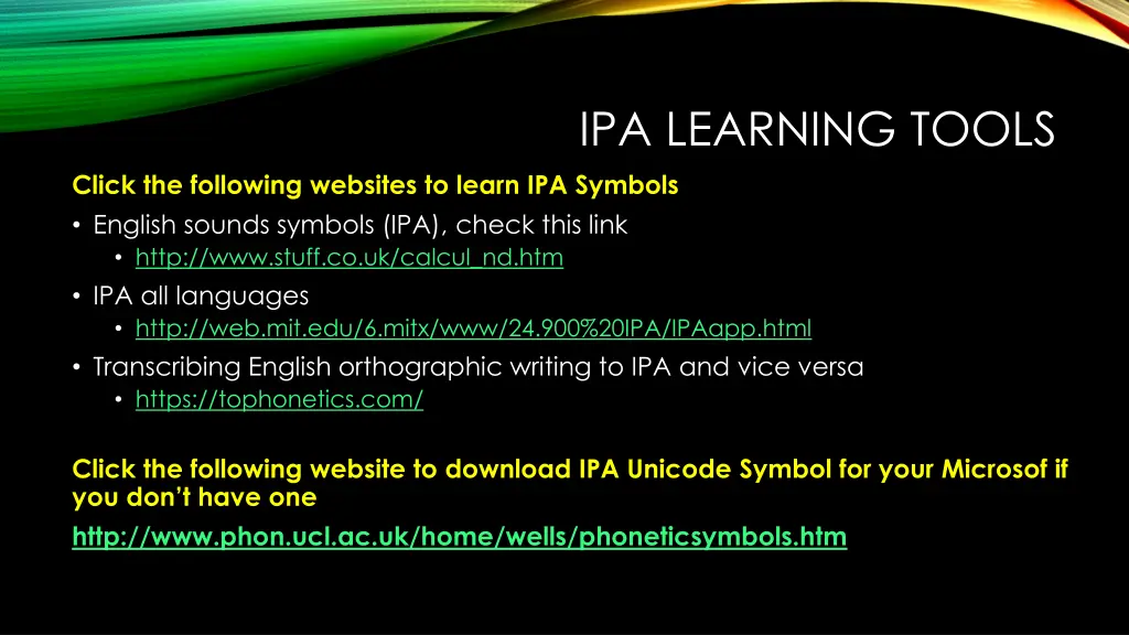 ipa learning tools