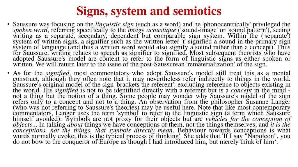 signs system and semiotics saussure was focusing