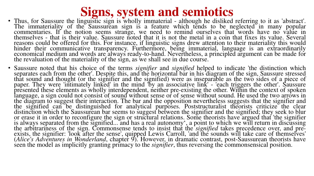 signs system and semiotics thus for saussure