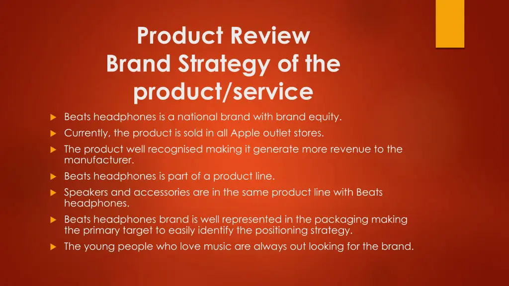 product review brand strategy of the product