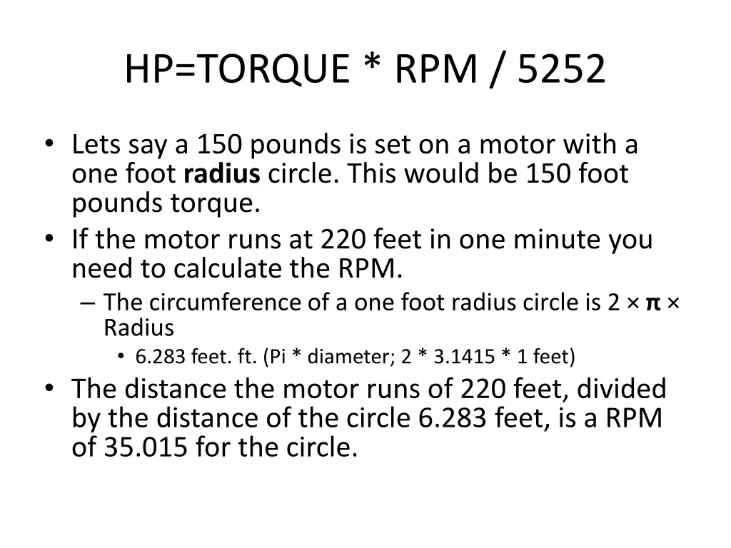 hp torque rpm 5252