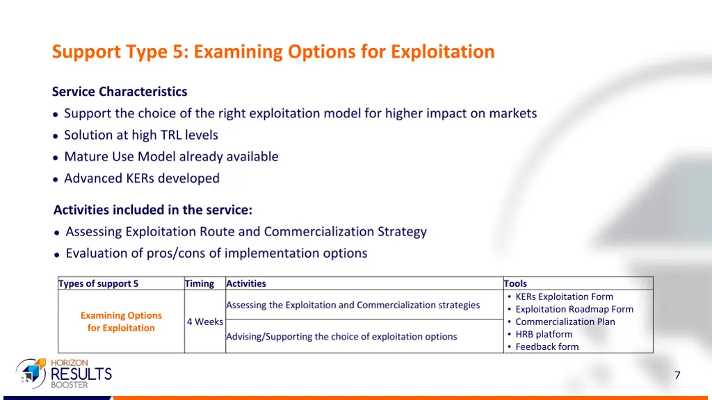 support type 5 examining options for exploitation