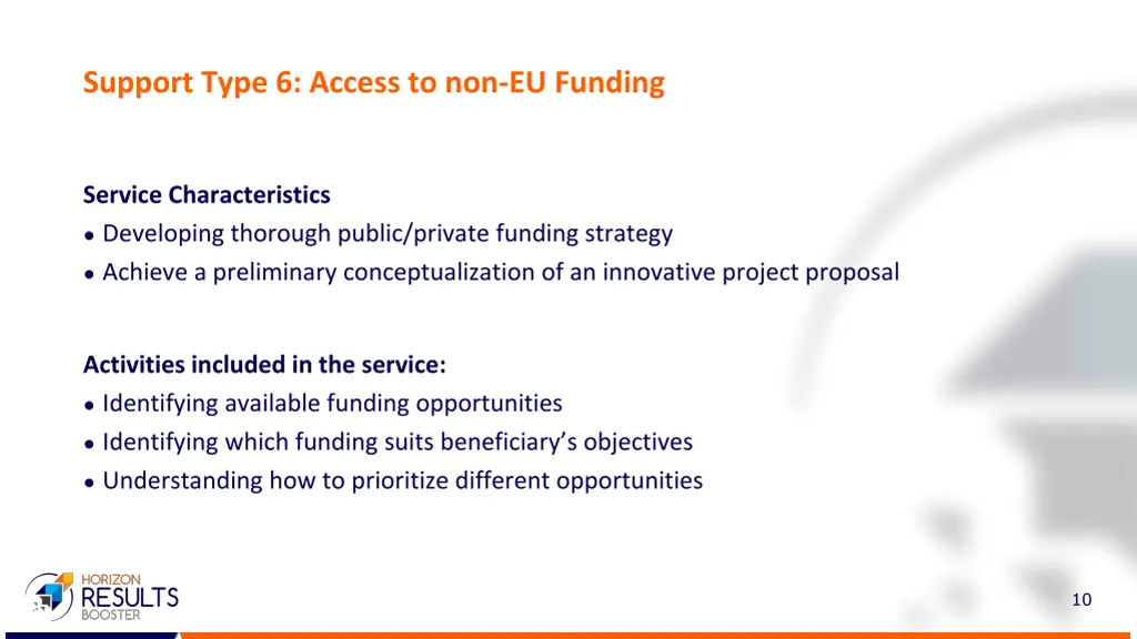 support type 6 access to non eu funding