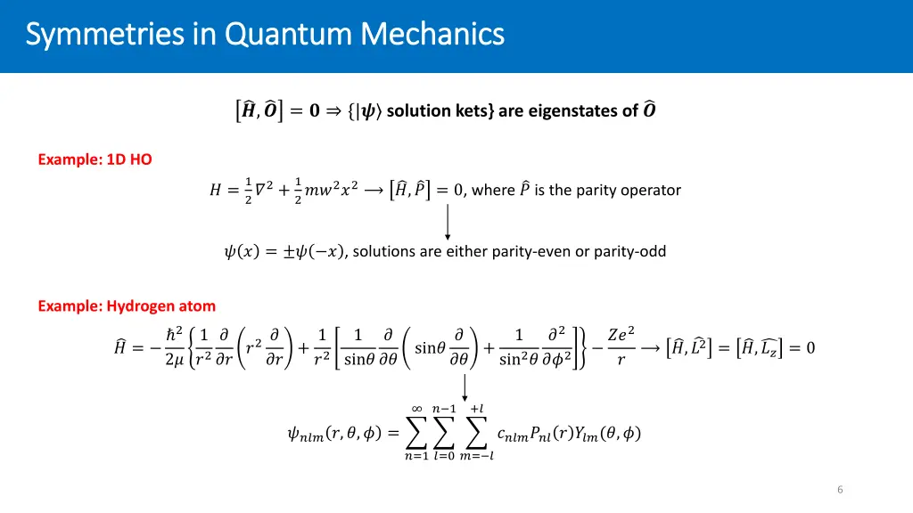 symmetries in quantum mechanics symmetries