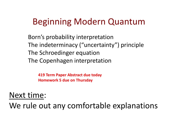 beginning modern quantum