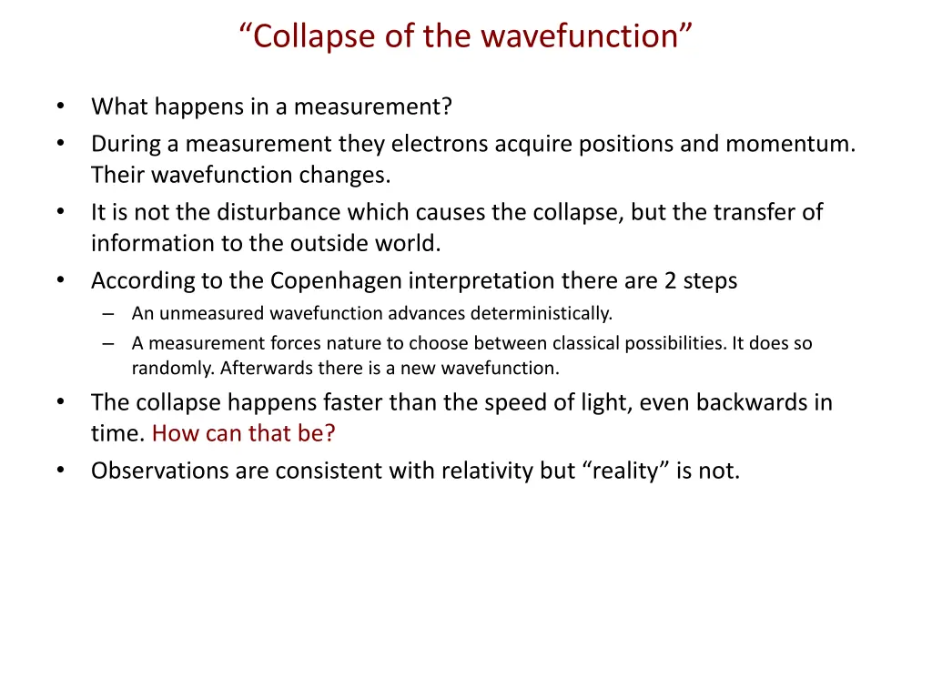 collapse of the wavefunction