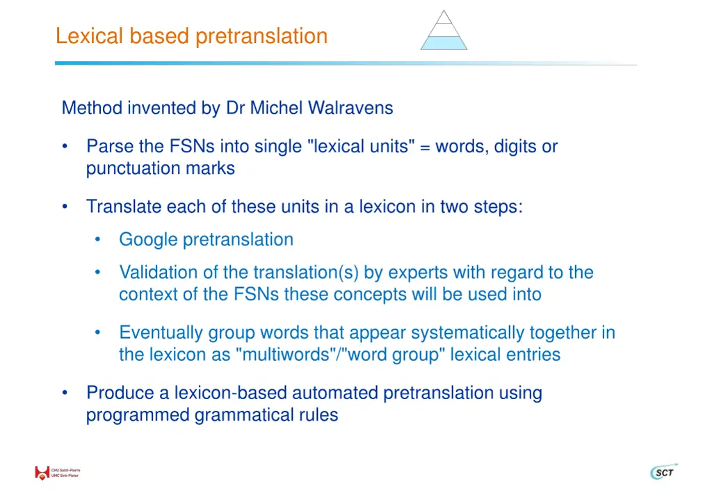 lexical based pretranslation