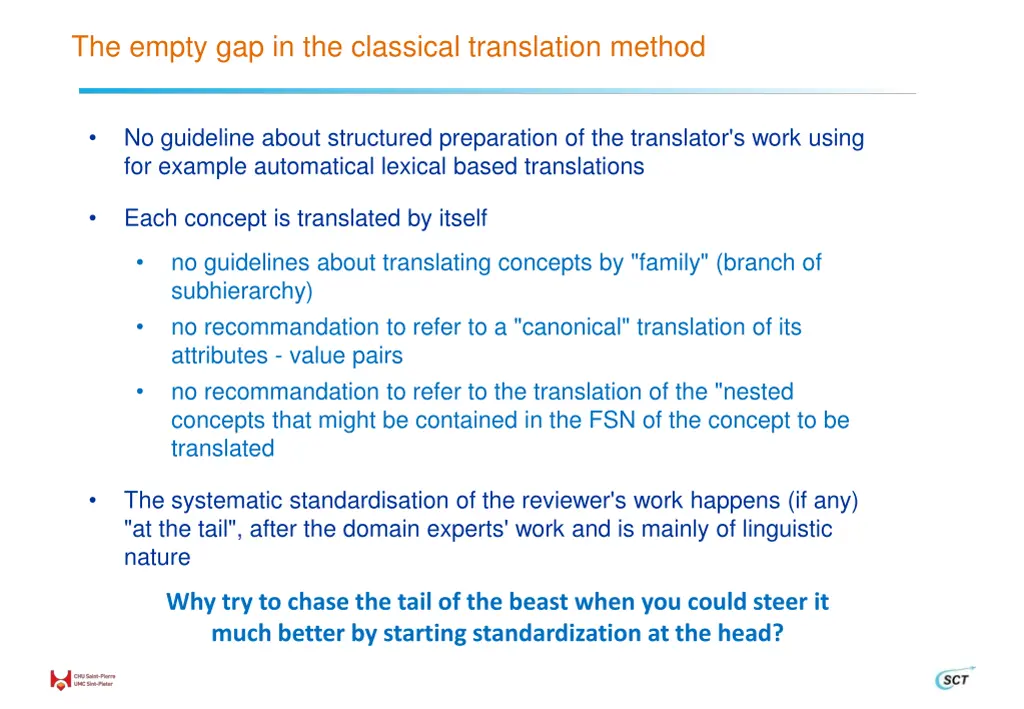 the empty gap in the classical translation method