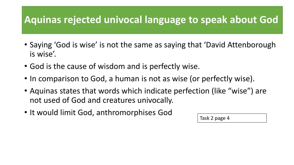 aquinas rejected univocal language to speak about