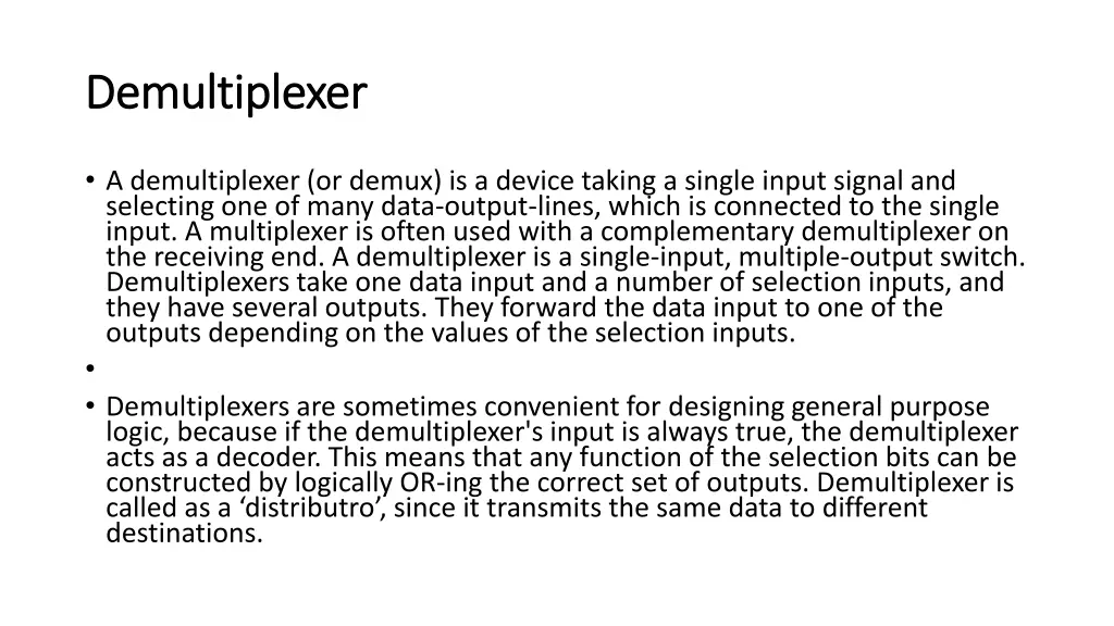 demultiplexer demultiplexer