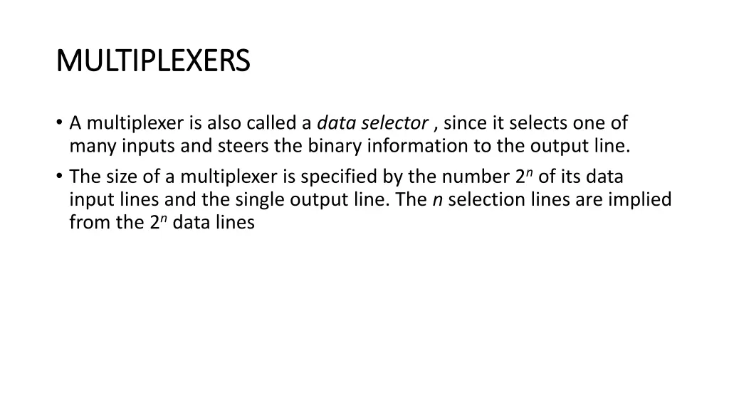 multiplexers multiplexers 2